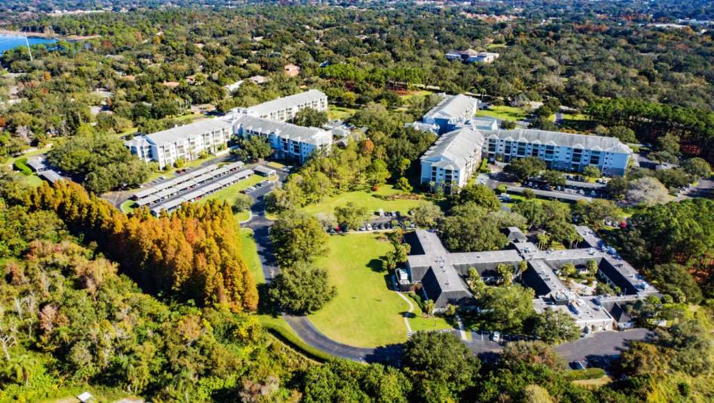Arial view of a continuing care retirement community